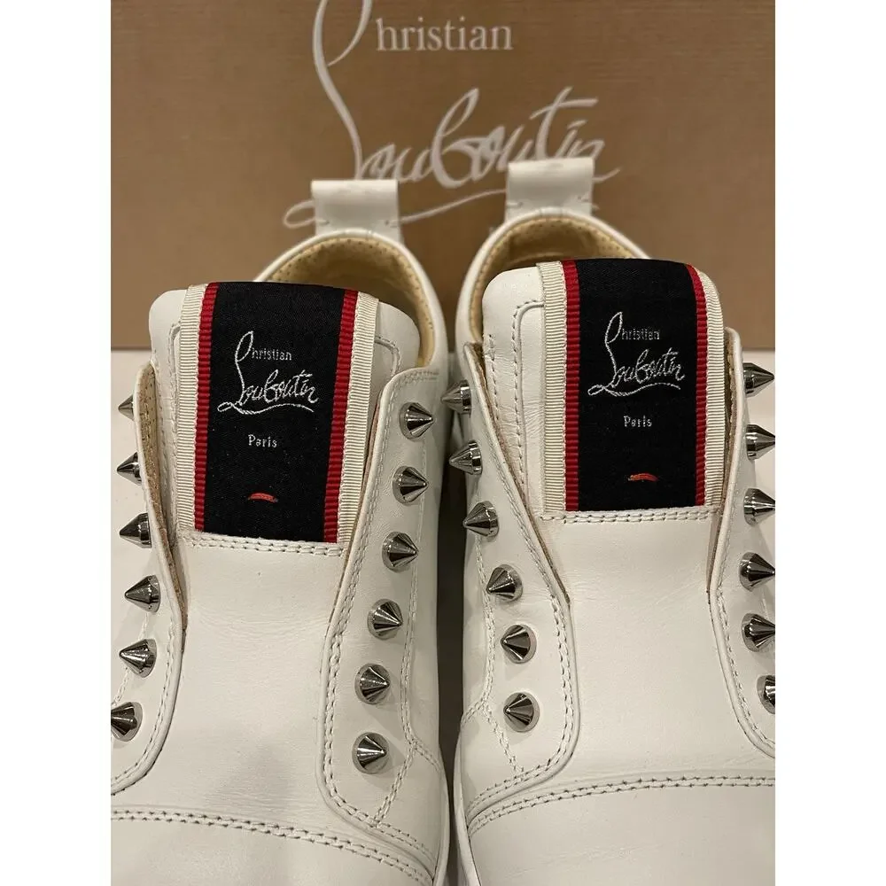 Christian Louboutin F A V Fique Vontade Spiked Leather Sneakers Flat Shoes